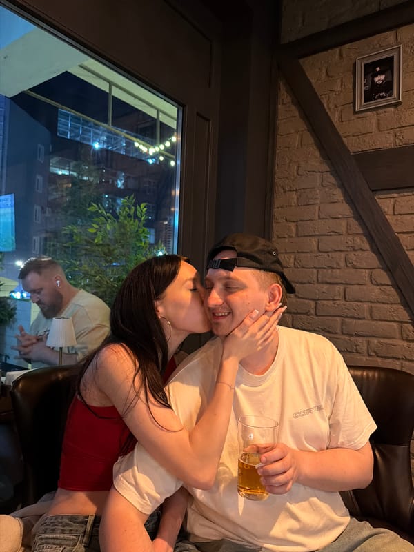 Evening out at a Khimki bar, late June night