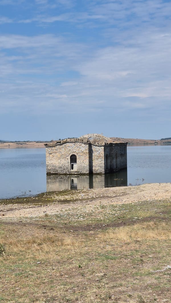 Submerged stone church emerges from Panicherevo reservoir