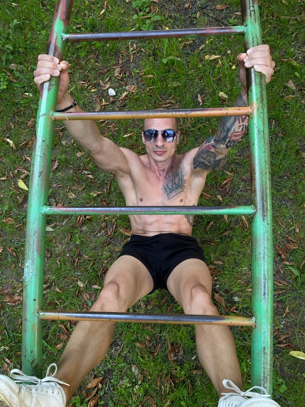 Fitness enthusiasts work out at Pleven park playground