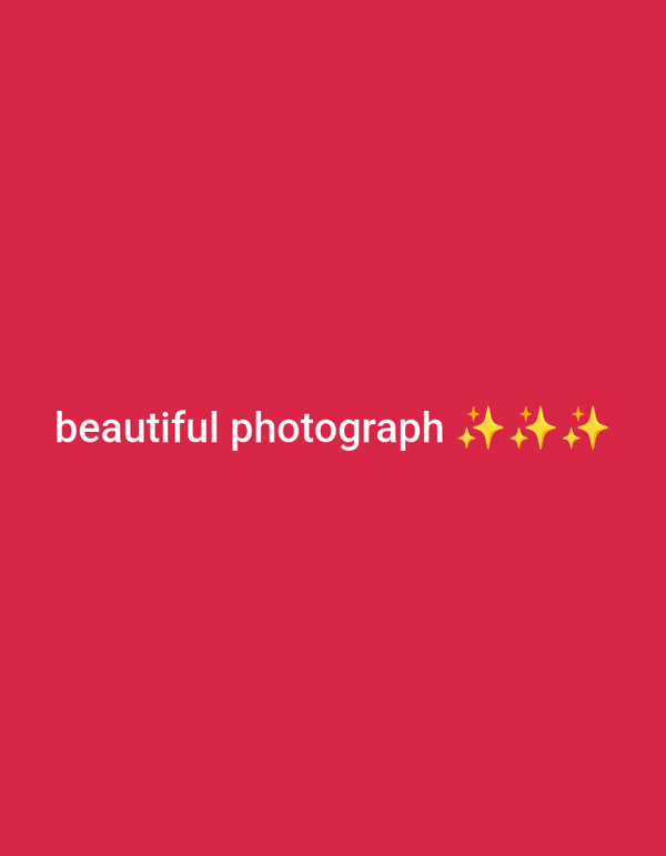 Red graphic with 'beautiful photograph' text and stars spotted
