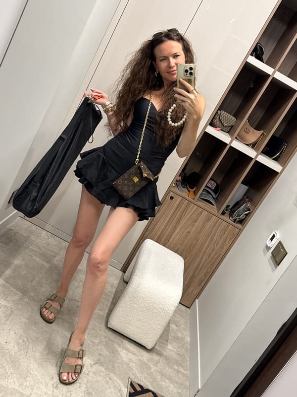 Getting dressed, styled up, and snacking on watermelon