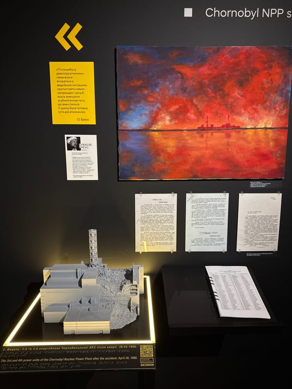 Visitor documents Chernobyl museum exhibits in Kyiv