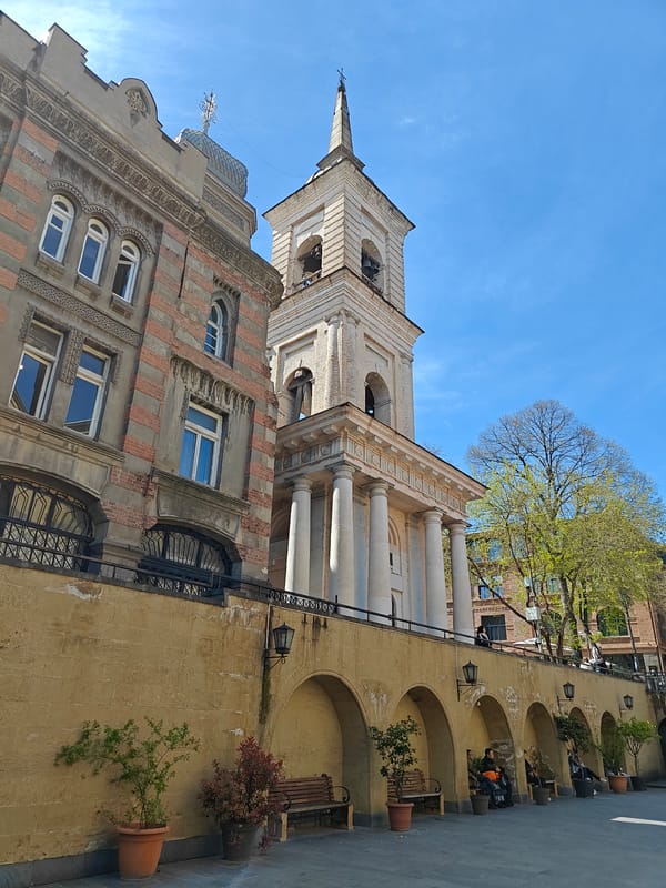 Spring morning scenes captured in historic Tbilisi courtyard