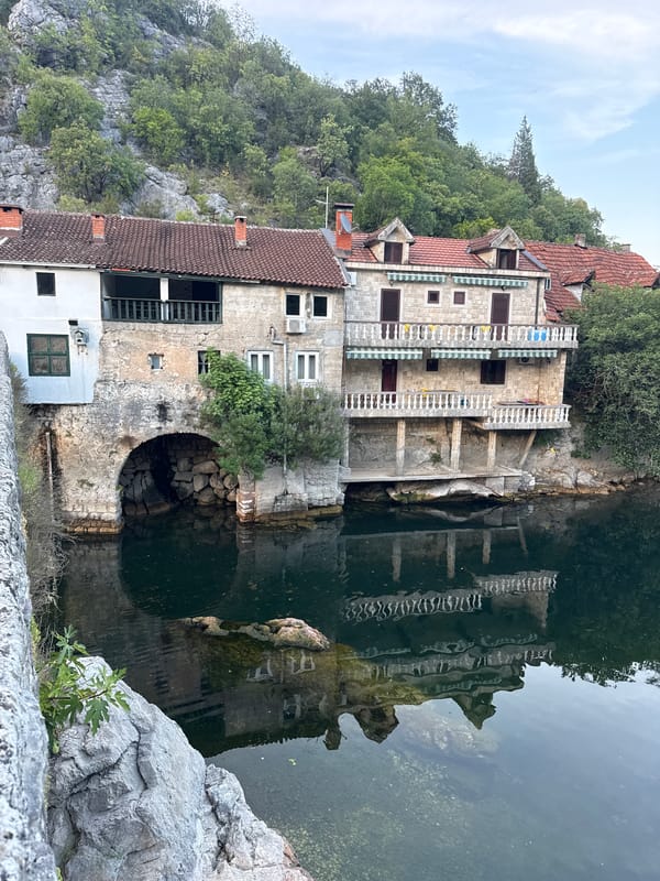 Quiet afternoon on the waterfront of Rijeka Crnojevića, Montenegro