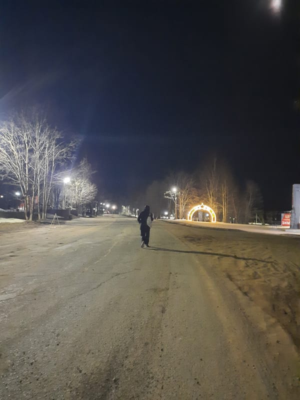Nighttime views of illuminated war memorial in Krasnogorskoye, Russia