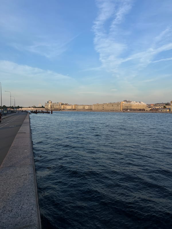 Evening scenes captured across Saint Petersburg's waterfront and bridges