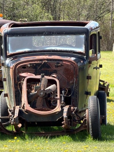 Vintage car collection spotted in dandelion field, Seneca Falls
