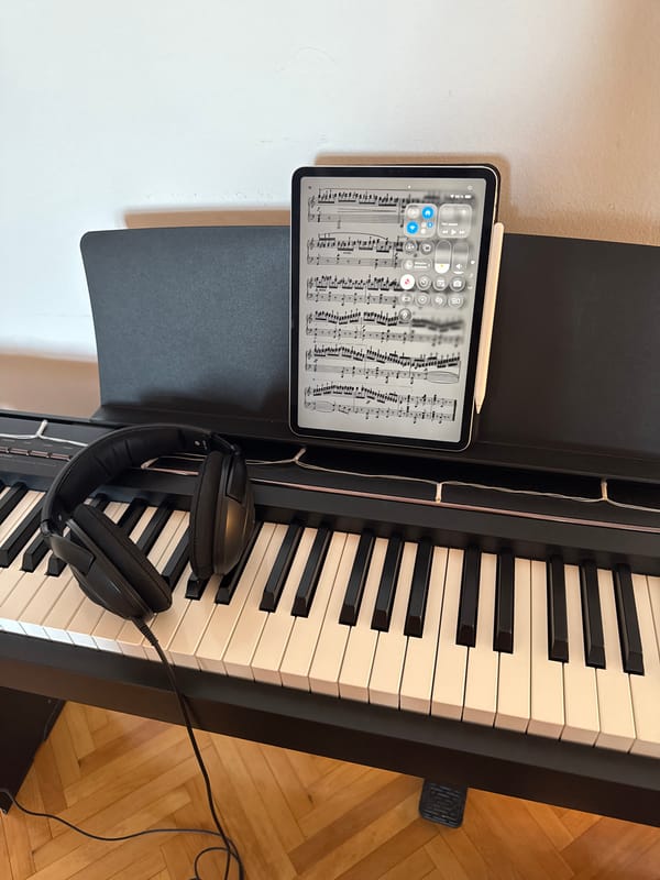 Piano practice session with digital sheet music in Podgorica