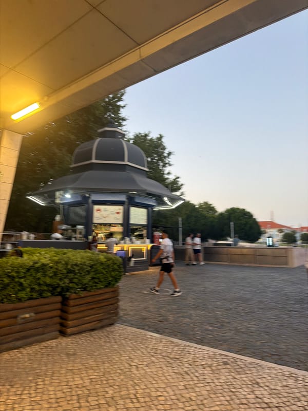 Lisbon's Tagus riverfront promenade busy at dusk