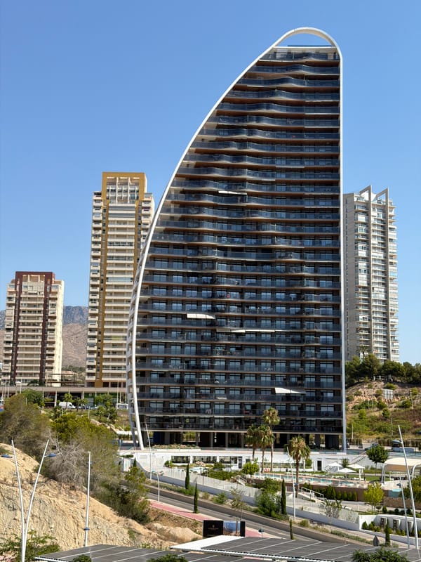 Morning glimpses of Benidorm's modern skyline and streets