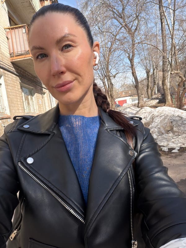 Woman documents morning activities with selfies in Perm, Russia