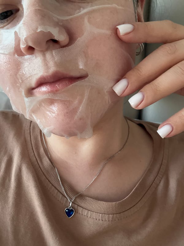 Lyubertsy skyline at golden hour, chips and sheet masks indoors