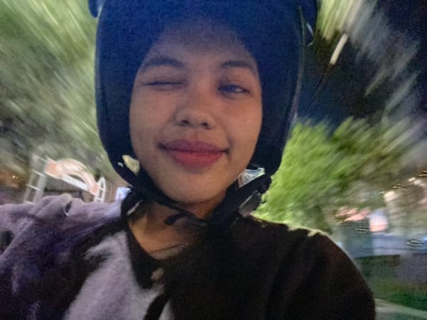 Night ride through decorated streets in Madiun, East Java