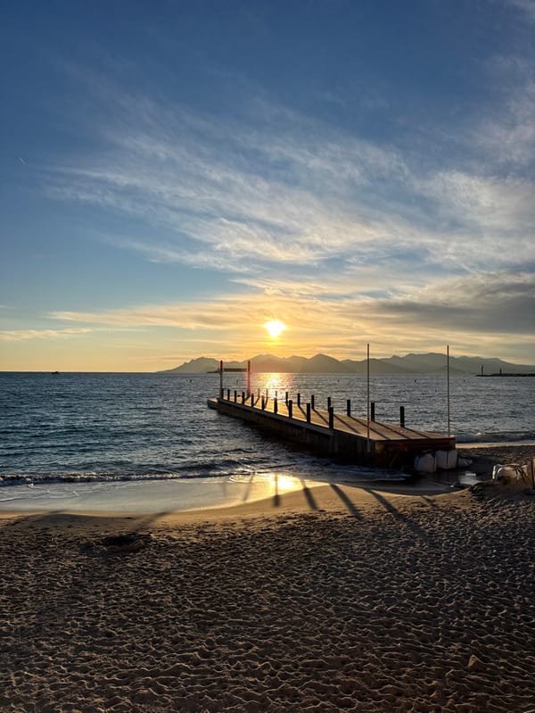 Sunset observed over Mediterranean Sea at Cannes beach
