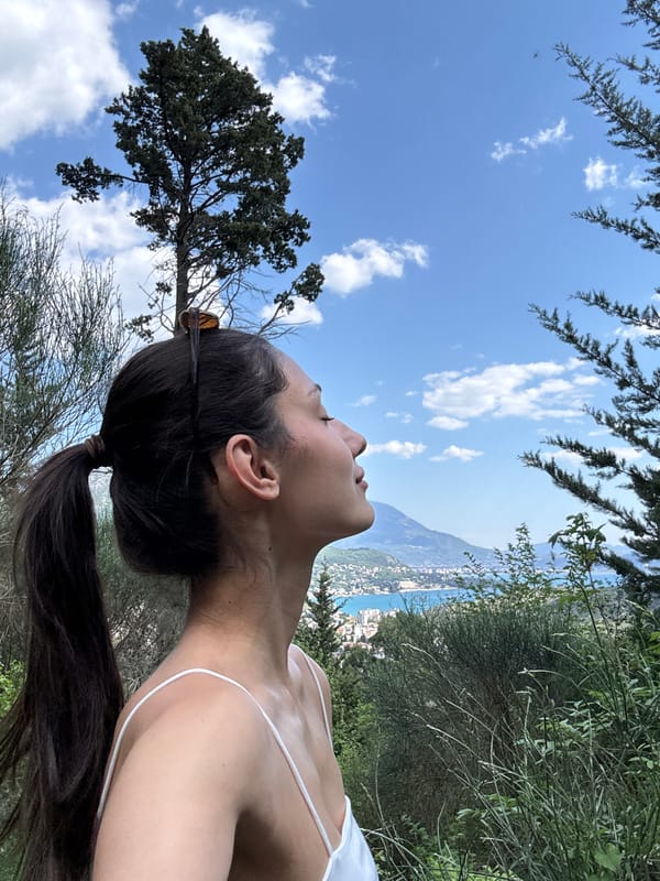 Woman spotted gazing at sky in Sutomore, Montenegro