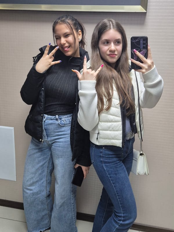 Two women take selfie in Tutrakan, Bulgaria