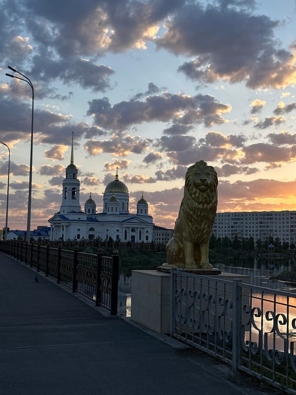 Sunset documented over Lake Kopa in Kokshetau, Kazakhstan
