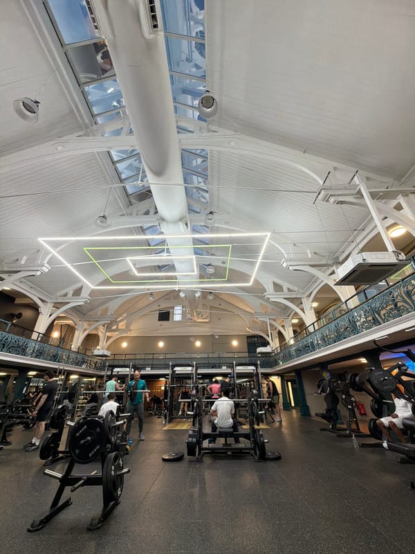 Man photographed in modern London gym facility