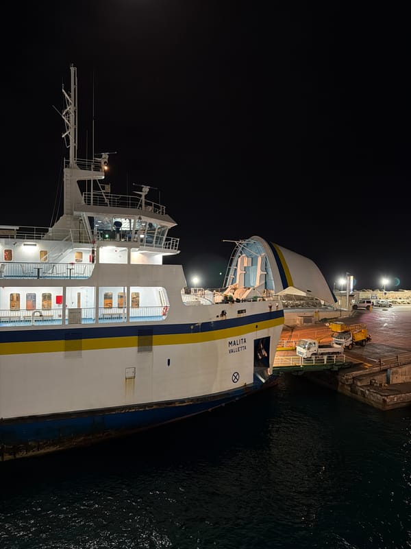 Ferry MALITA VALLETTA docked at Mġarr port Malta evening