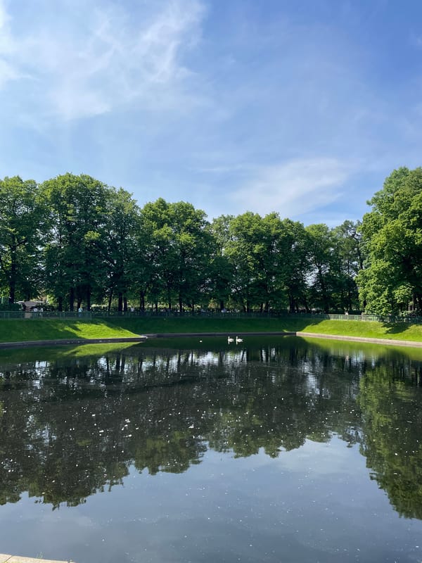 Sunny morning life captured along Saint Petersburg's historic canals
