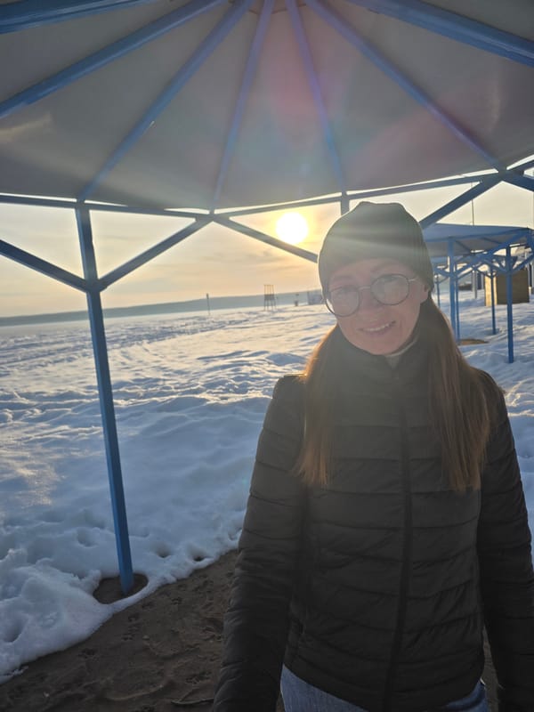 Winter evening activities captured at frozen Kama Reservoir