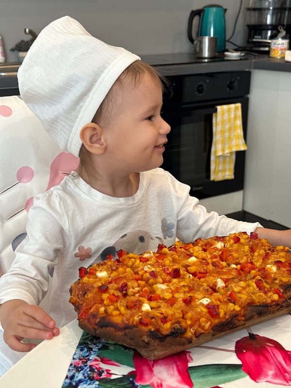 Toddler Chef Makes Breakfast Pizza in Wisła Kitchen