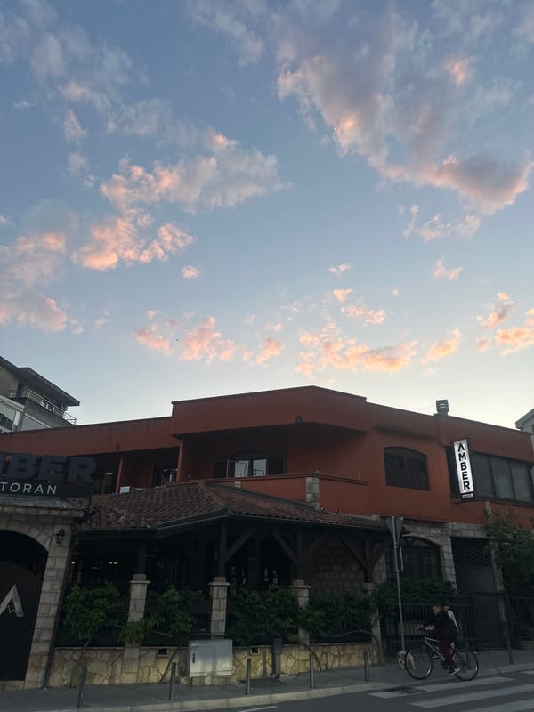 Evening building views documented across Budva, Montenegro