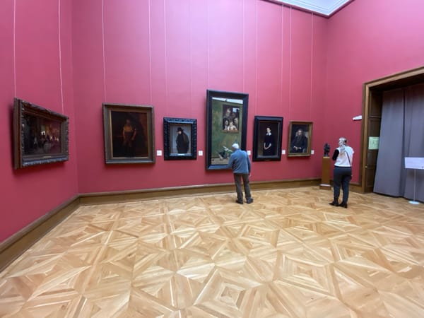 Visitor views art at Moscow's Tretyakov Gallery