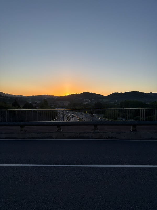 Sunset photographed from bridge in Errenteria, Spain
