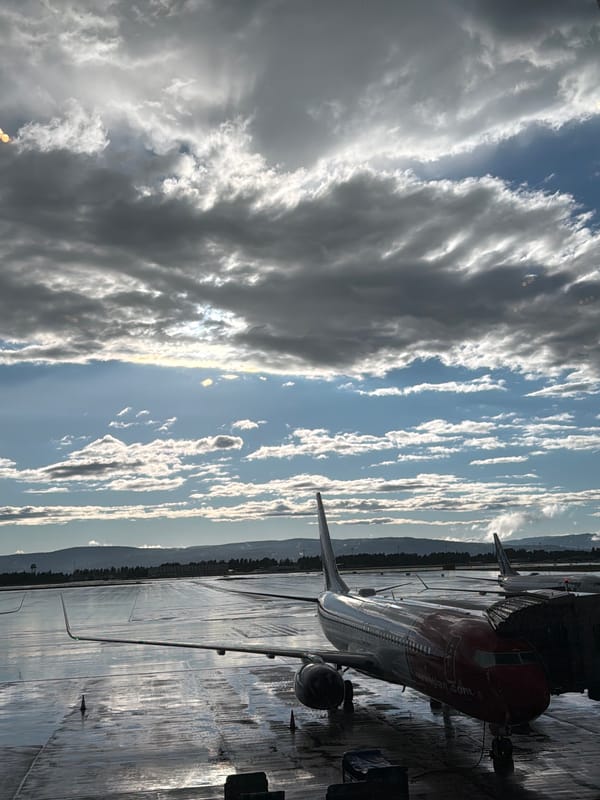 Passing time at Oslo Gardermoen Airport on a rainy afternoon