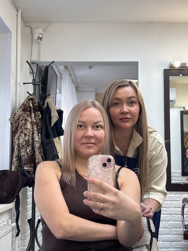 Women document hair salon visits and treatments in Izhevsk