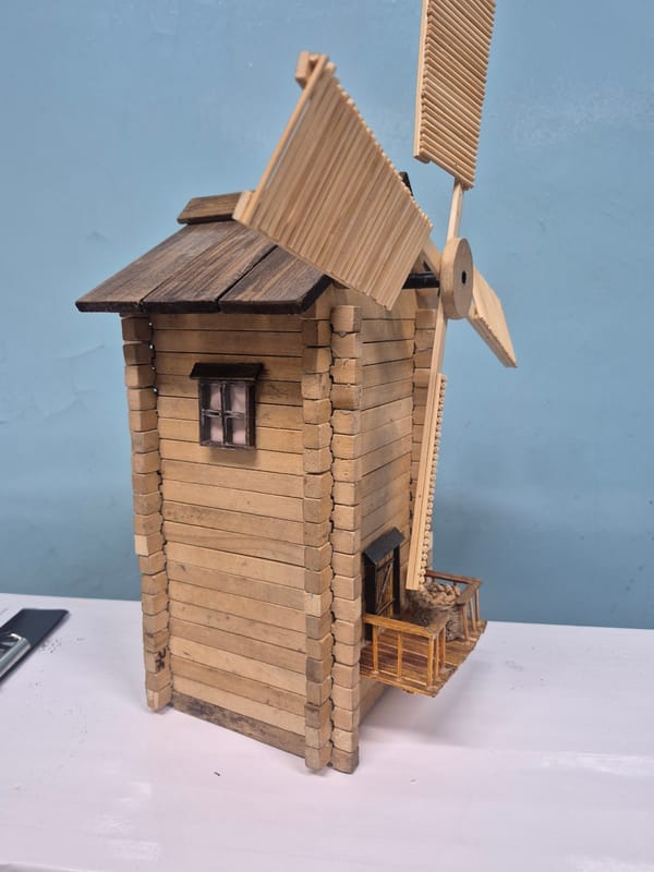 Handmade craft models documented in Russian warehouse facility