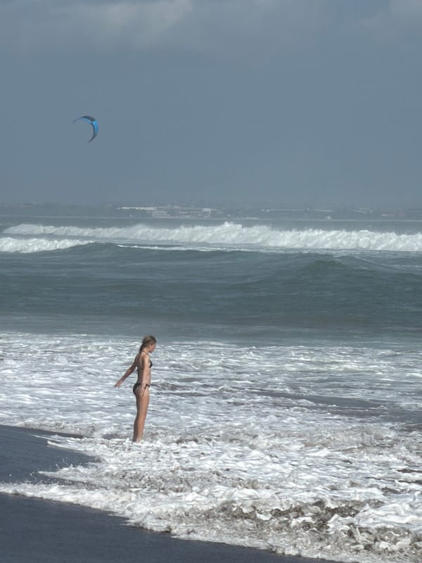 Rough morning surf at North Kuta beach, Bali