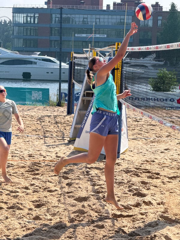 Beach volleyball and waterfront life on a sunny Saint Petersburg afternoon