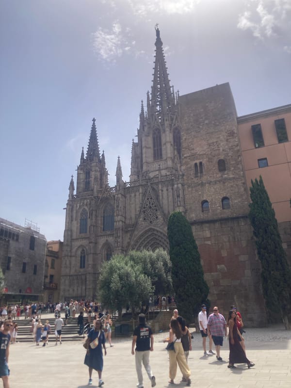 Barcelona Cathedral and Gothic Quarter on a summer morning