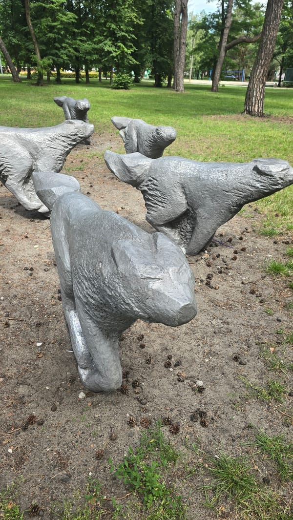 Afternoon in a sculpture park in Konstancin-Jeziorna