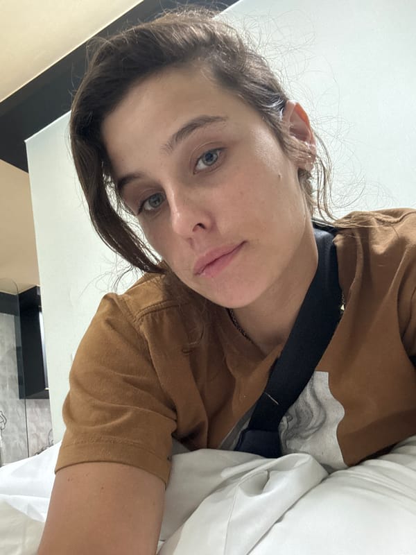 Lazy Jeju morning: breakfast, a dog, and a home-away-from-home
