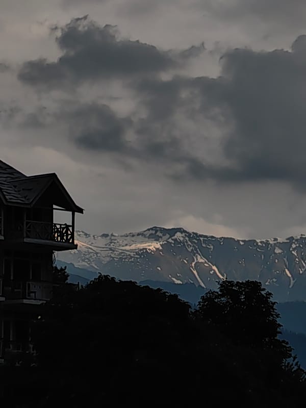 Stormy afternoon over the mountain village of Vashisht