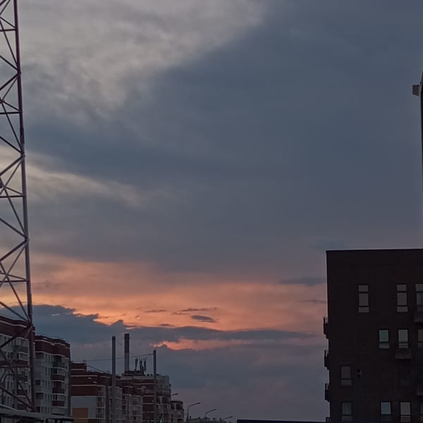 Twilight cityscape captured in Pervomaysky, Russia