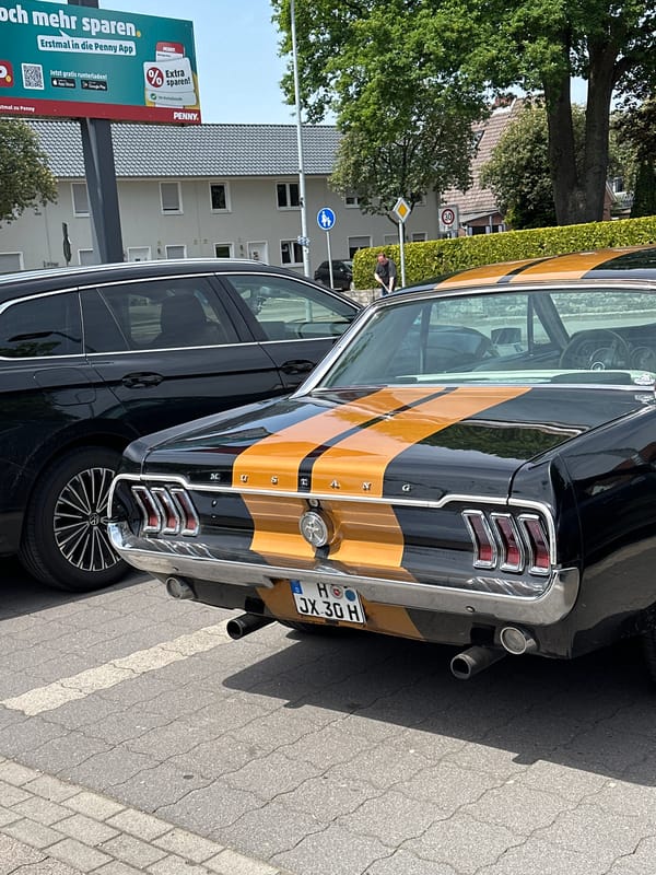 Classic Ford Mustang spotted in German town parking area