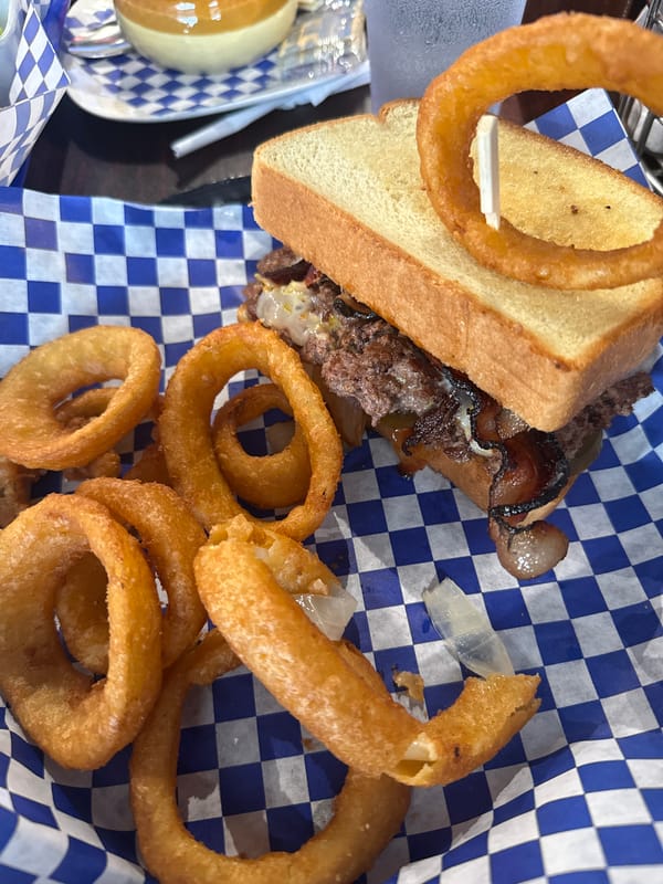 Burgers, wings, and onion rings at a Sun City Center diner