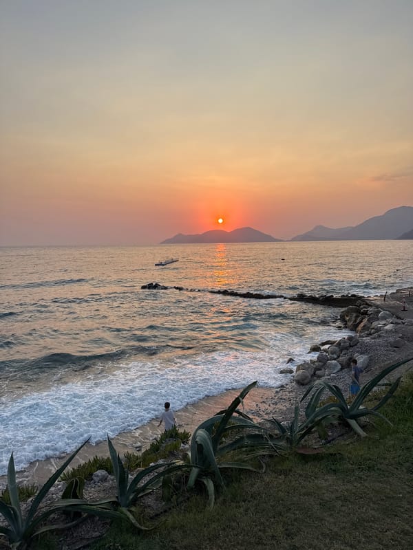 Sunset hour along the Fethiye waterfront, Aegean Sea