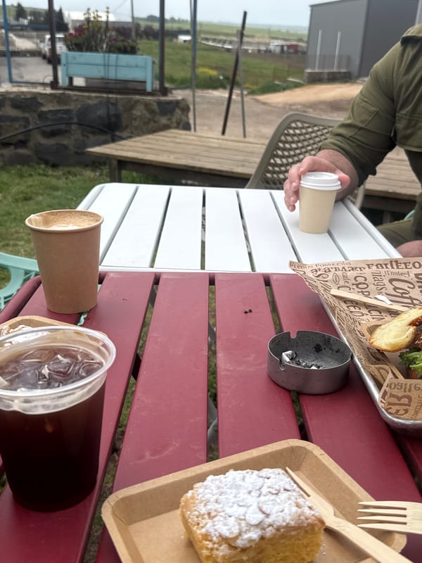 Morning meal enjoyed outdoors near Golan vineyards