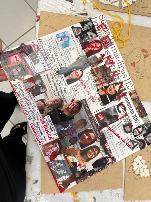 Femicide memorial collage documented in Puebla, Mexico