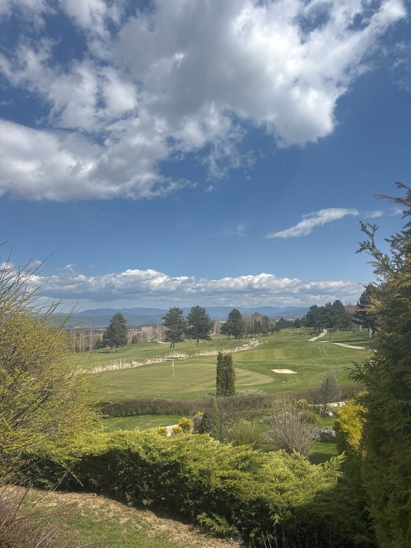 Springtime landscapes documented across Razlog, Bulgaria golf course area