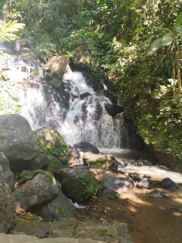 Misty waterfall tucked into a tropical forest, Alamendah