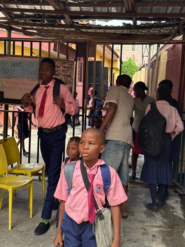 Students gather at no-fee school in Ado, Nigeria