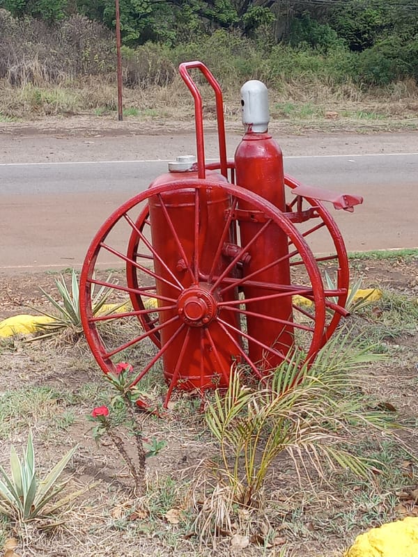 Industrial ruins and railcar observed in Guayana City