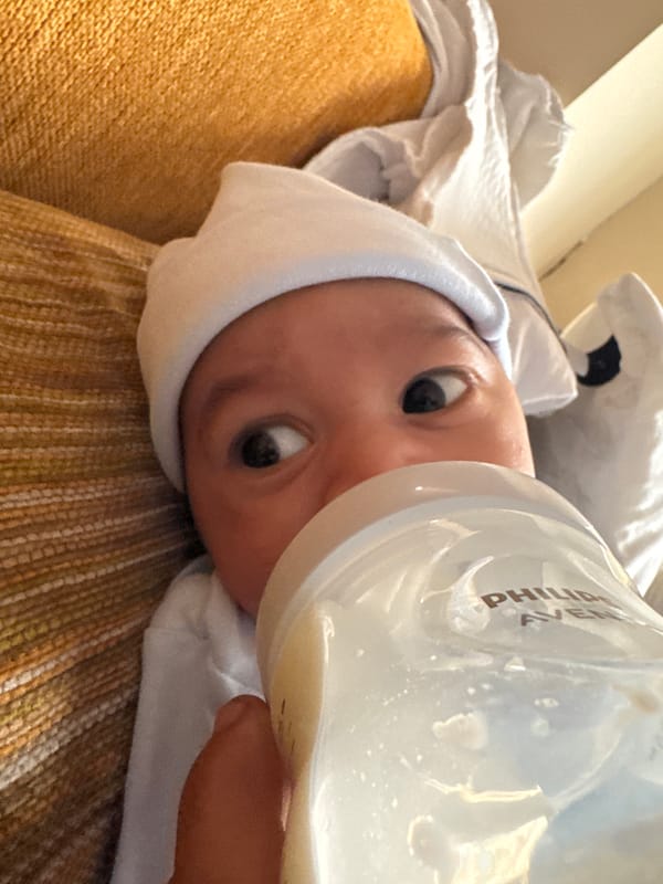 Newborn baby bottle-fed in Sofia, Bulgaria