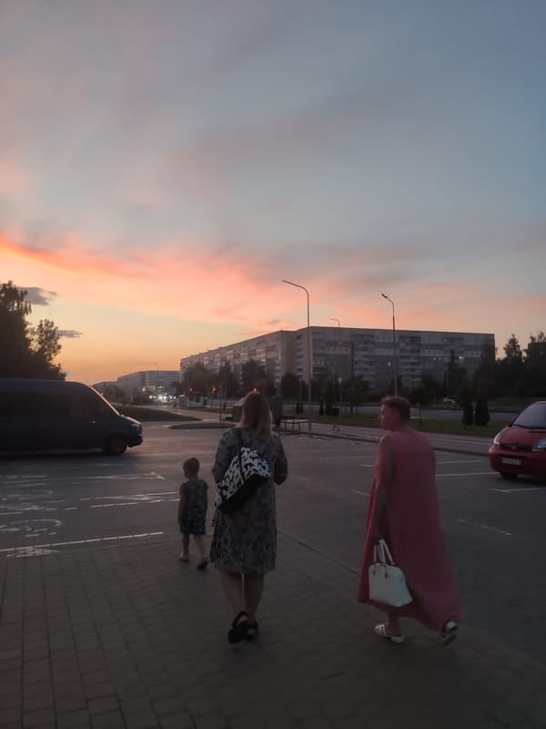Navapolatsk streets come alive under a summer evening sky
